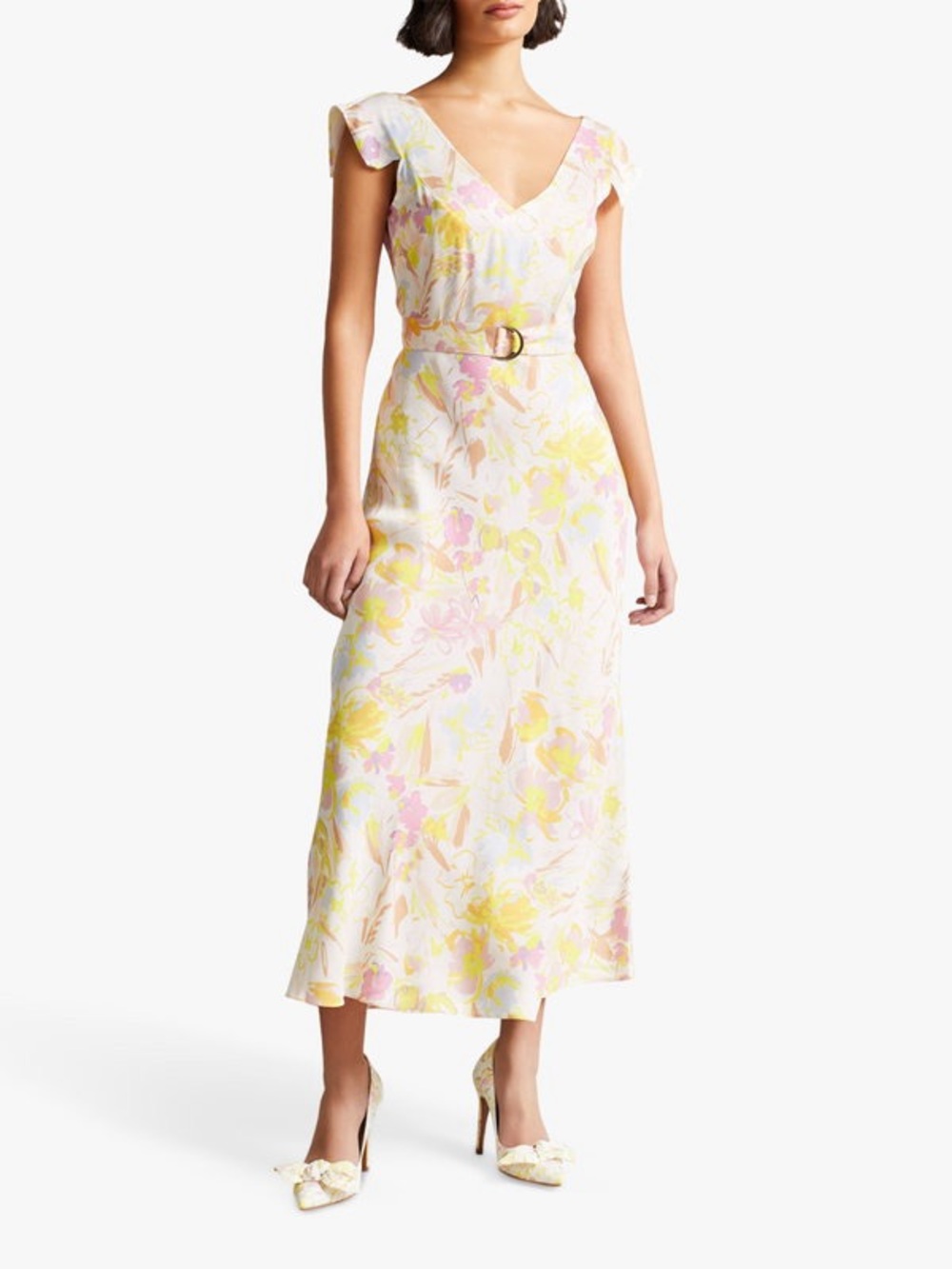 NWOT Ted Baker Necole Floral Print Belted Midi Dress size M